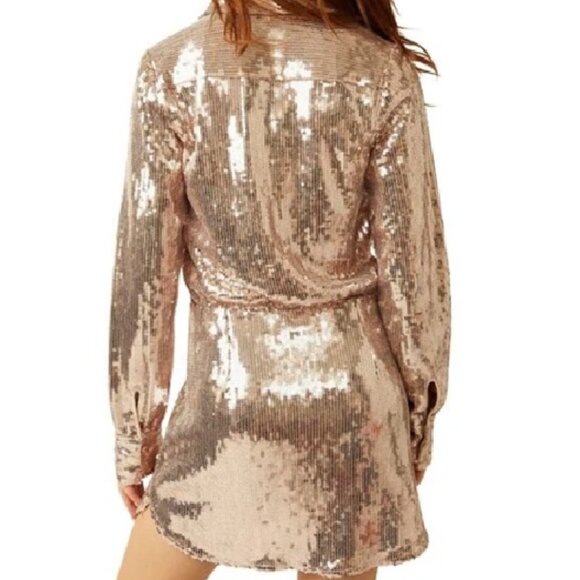 NWT $168 Beautiful Free People Sophie Sequined Mini Dress Size M  New Years Eve! - Picture 3 of 12